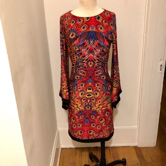 Emma & Michele Peacock Pattern Dress Medium - Picture 1 of 6